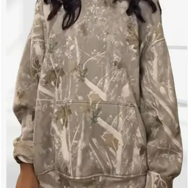 Trendy Viral Forest Camo Print Oversized Hoodie
