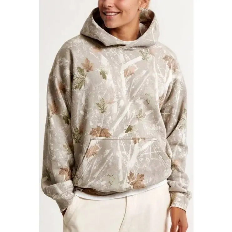 Trendy Viral Forest Camo Print Oversized Hoodie