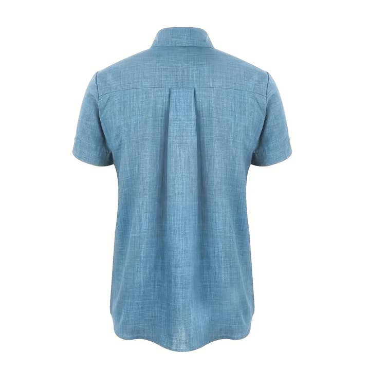 Classic Solid Color Men's Casual Short Sleeve Shirt