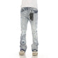 Distressed Light Blue Stacked Flare Jeans