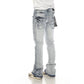 Distressed Light Blue Stacked Flare Jeans