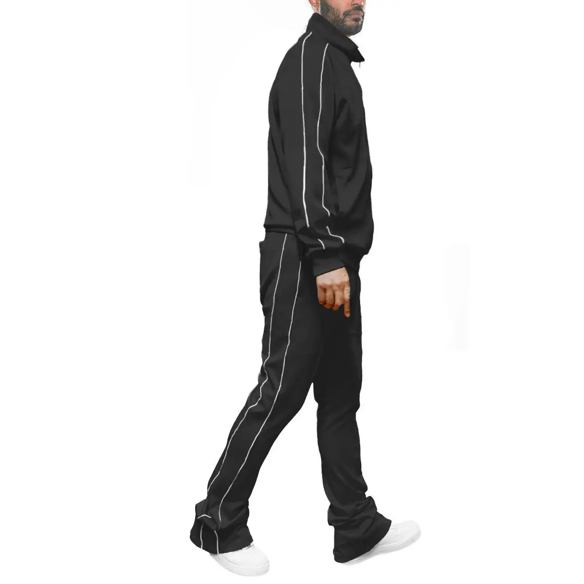 Mens Stacked Flare Track Suit Set