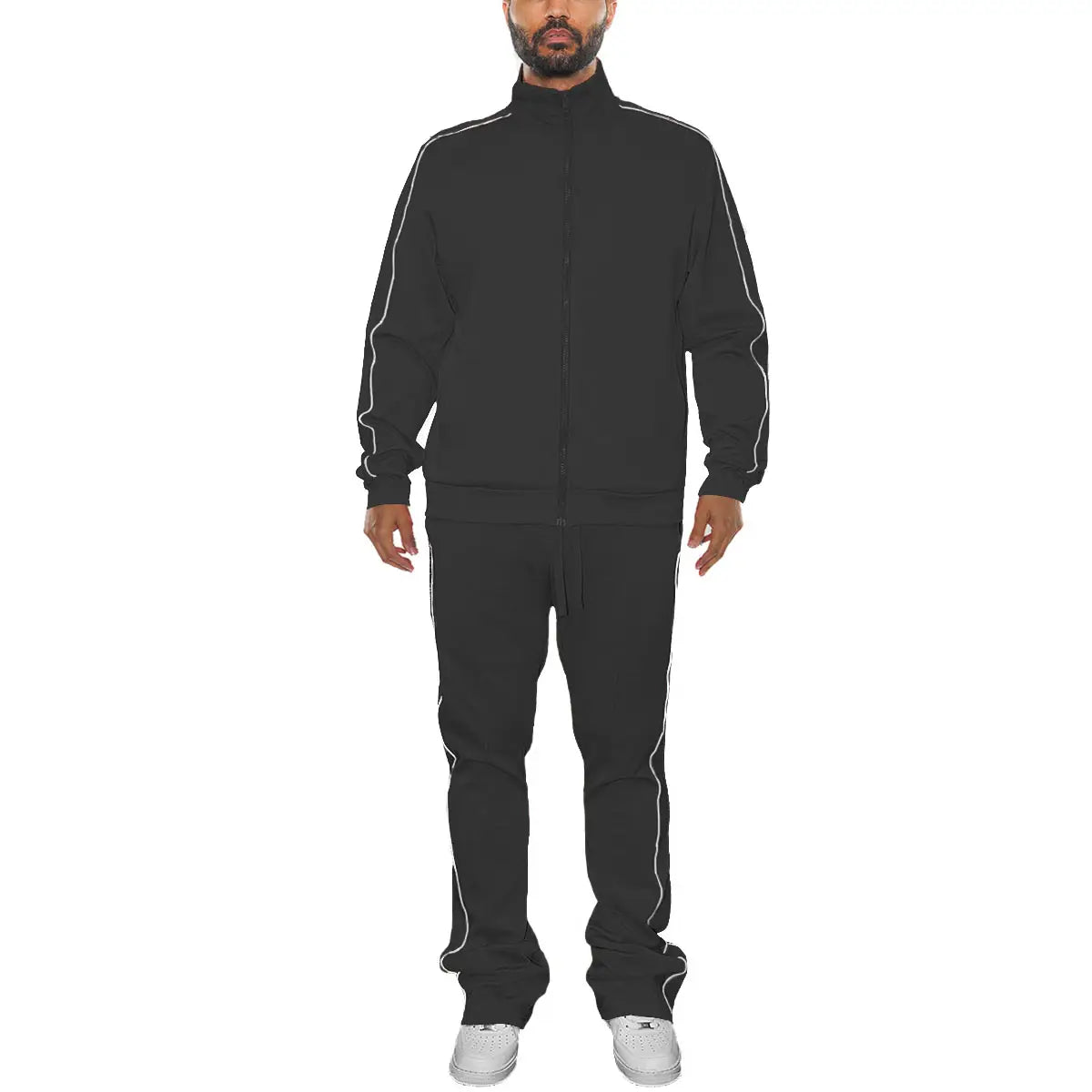 Mens Stacked Flare Track Suit Set